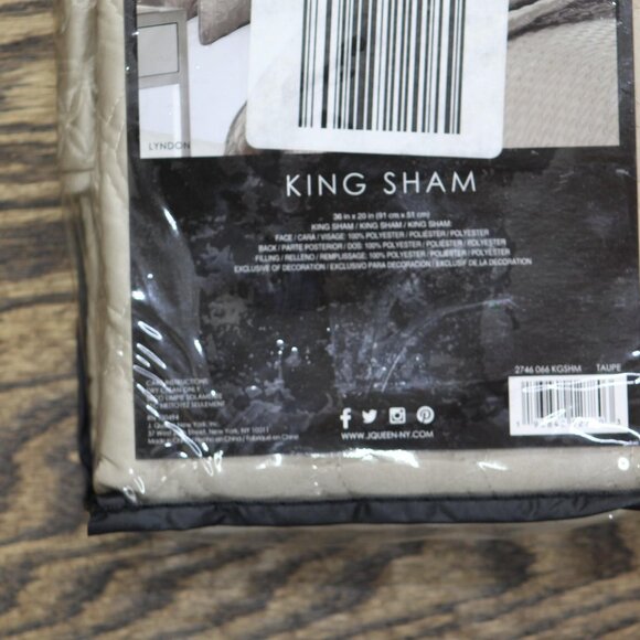 NWT J. Queen New York Lyndon Quilted Single Pillow Sham Taupe Brown King - Picture 7 of 7